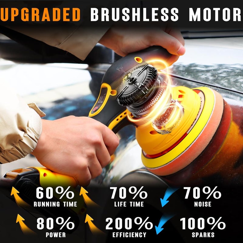 Alrigon Cordless Car Buffer Polisher Compatible for Dewalt 20V Battery, Power Polisher for Car Detailing/Polishing/Waxing(Battery Not Included) - Image 4